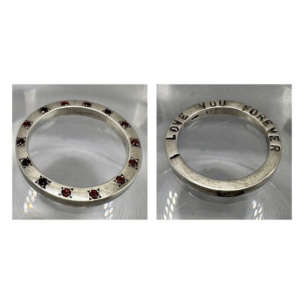 YAM Garnet Eternity Band Ring Sterling Silver 925 Love You Forever Stackable